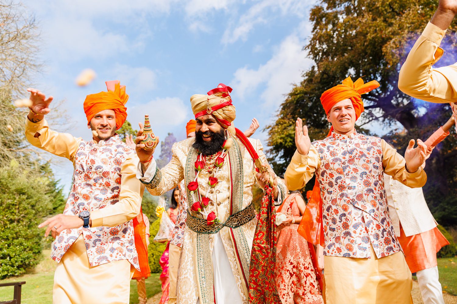 Hindu wedding procession at Manor by the lake in Cheltenham