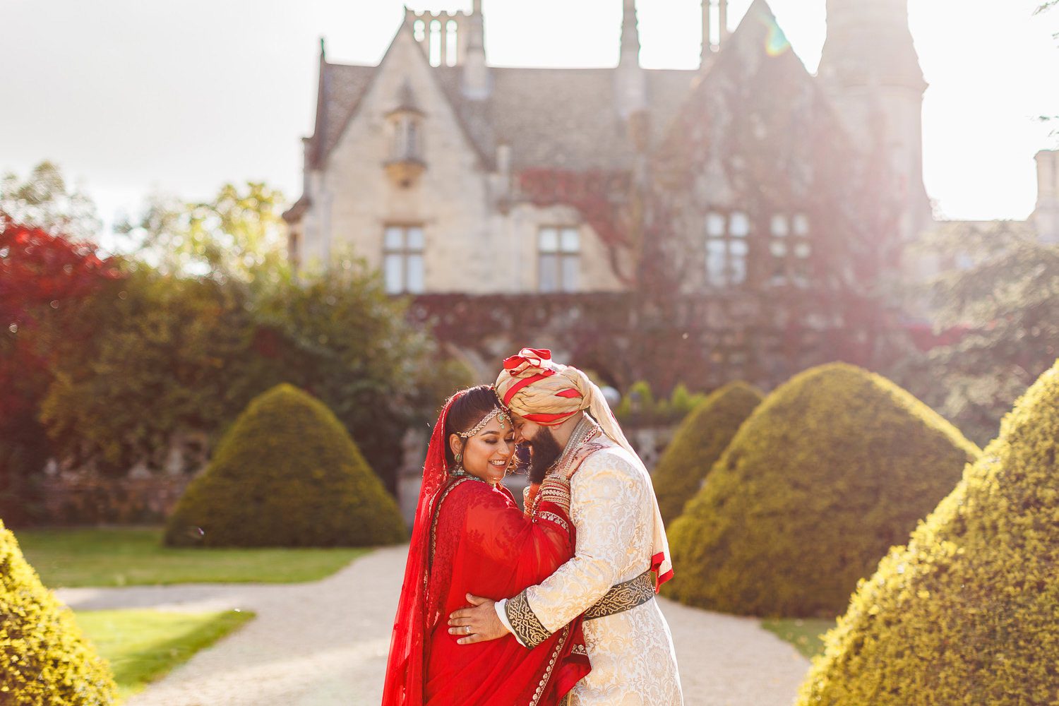 Asian wedding portrait at Manor by the lake in Cheltenham