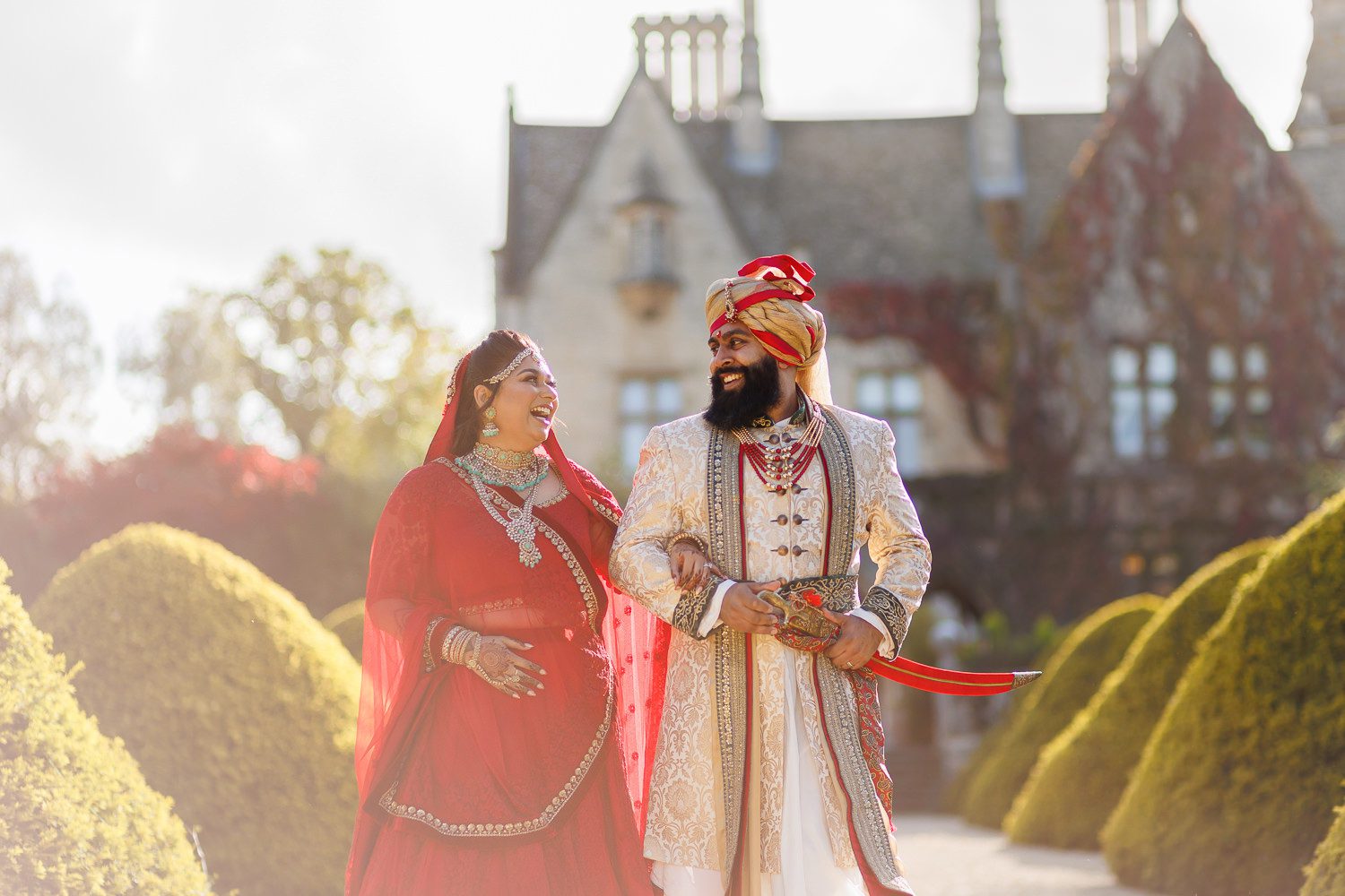 Asian wedding portrait at Manor by the lake in Cheltenham